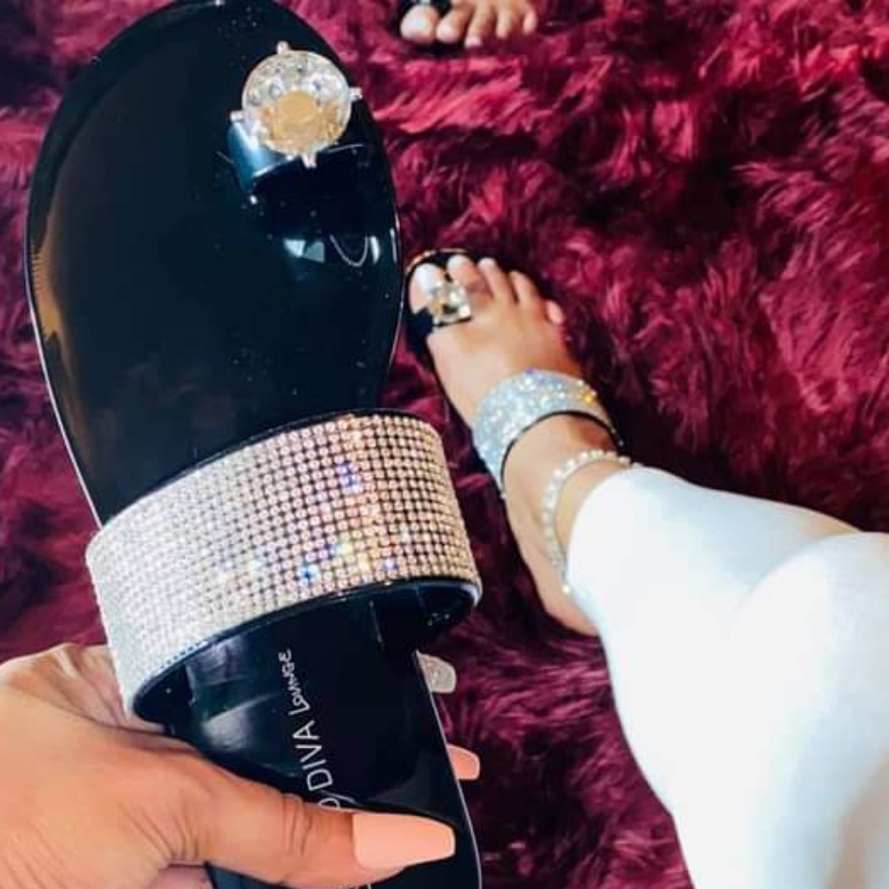 Women's Black Slides